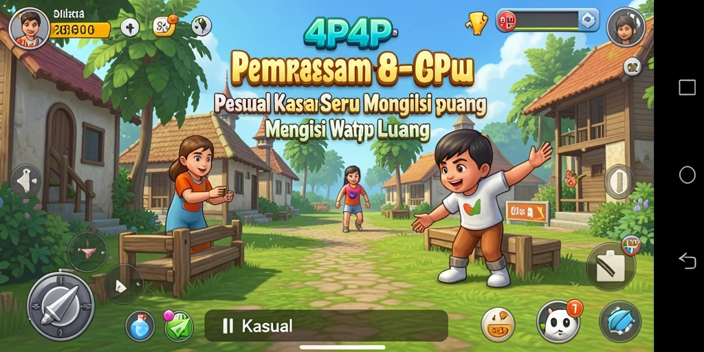 Antarmuka menarik dari permainan 4P4P yang sederhana dan ceria.