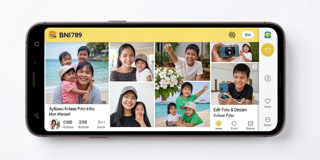 Screenshot utama BNI789 menampilkan antarmuka Kolase Foto yang menarik dan user-friendly.