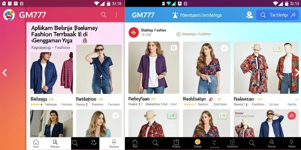 Antarmuka GM777 menampilkan berbagai pilihan fashion modern dan stylish.