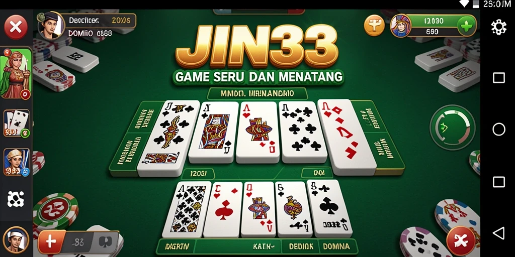 Antarmuka menarik dari game Domino JIN33 yang mudah digunakan.