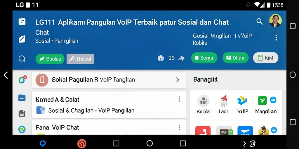 Tampilan antarmuka pengguna aplikasi LG111 untuk VoIP Panggilan.
