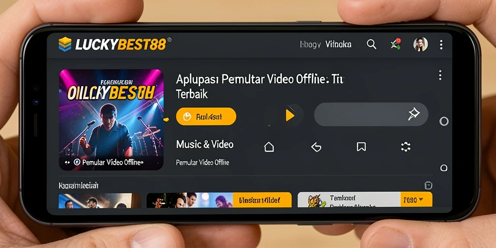 Antarmuka aplikasi LUCKYBEST88 yang modern dan user-friendly untuk pemutar video offline.