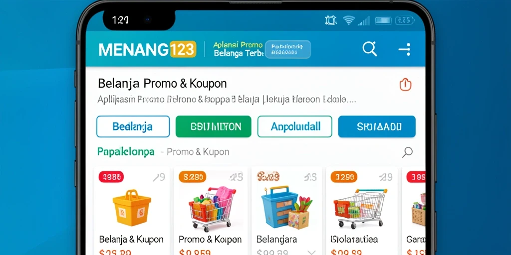 Antarmuka pengguna MENANG123 dengan berbagai promo dan kupon.