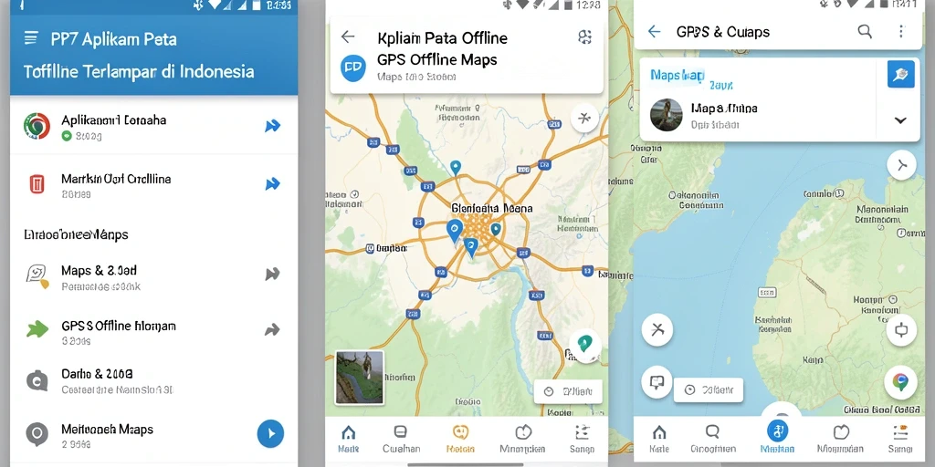 Tampilan antarmuka aplikasi GPS Offline Maps PP7 yang user-friendly.